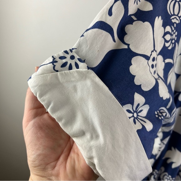 Vintage Paradise Hawaii Muumuu Pull Over Classic Hibiscus Pareo Blue Size Small - Picture 5 of 7